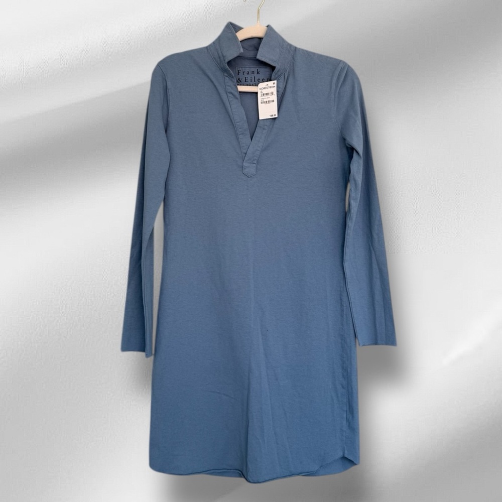 0610 Frank & Eileen Nicole Popover Long Sleeve Henley Shirt Dress Jean XS NWT - Picture 7 of 8